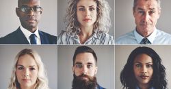 Six serious business headshots from different races